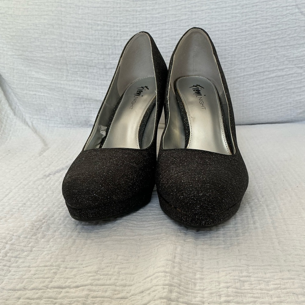 🖤 Fioni Night Shimmery Sparkly Black 4 Inch Heels - 7.5 Wide - Picture 2 of 7